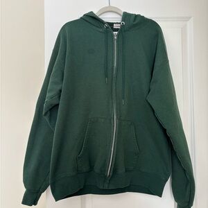 Hanes EcoSmart Green Zip-Up Hoodie Size M
